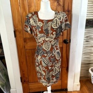 Vintage Althuser brown midi floral pattern dress size 6